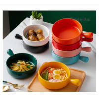 Baked rice bowl Nordic style with handle baking grilled bowl pasta plate simple household tableware soup noodle bowl