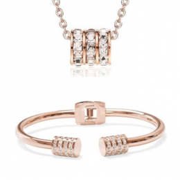 CELOVIS - Orabelle Necklace Paired with Leah Bangle Jewellery Set in Rose Gold