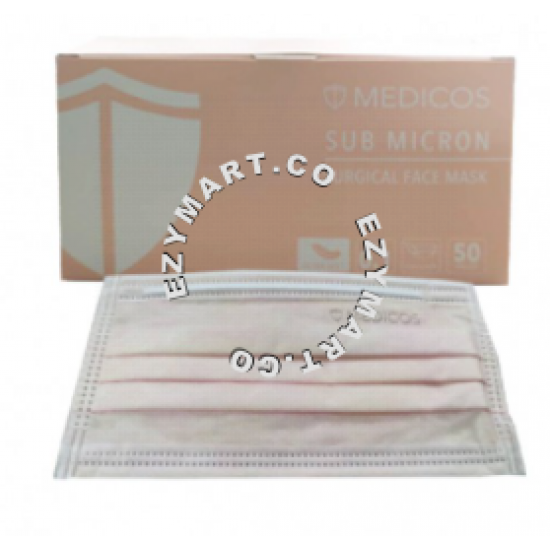 Medicos Lumi Series Sub Micron Surgical Face Mask (Ear Loop- Peach Crush For Adult) 50s